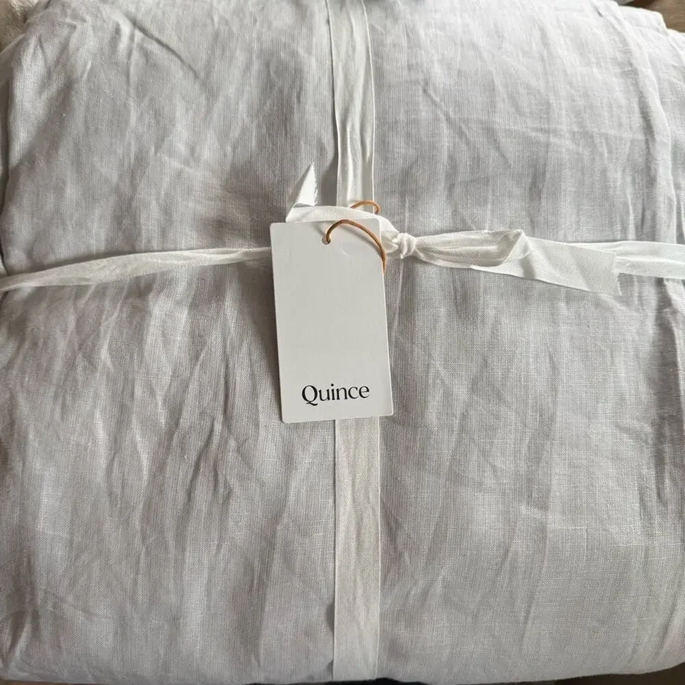 Quince European Linen True Blackout Curtain Panel Cloud Grey Size 96x120